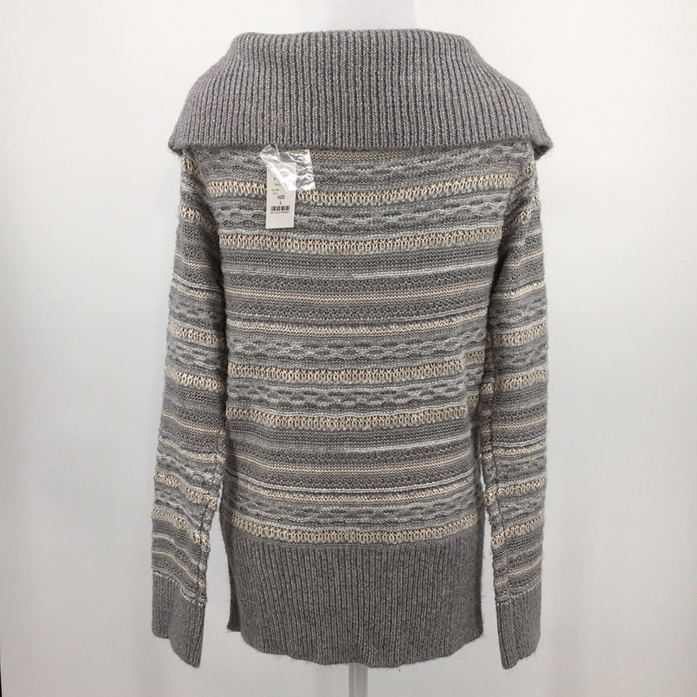 White House Black‎ Market Striped Off-The Shoulder Sweater Womens Large Pullover - Picture 5 of 16